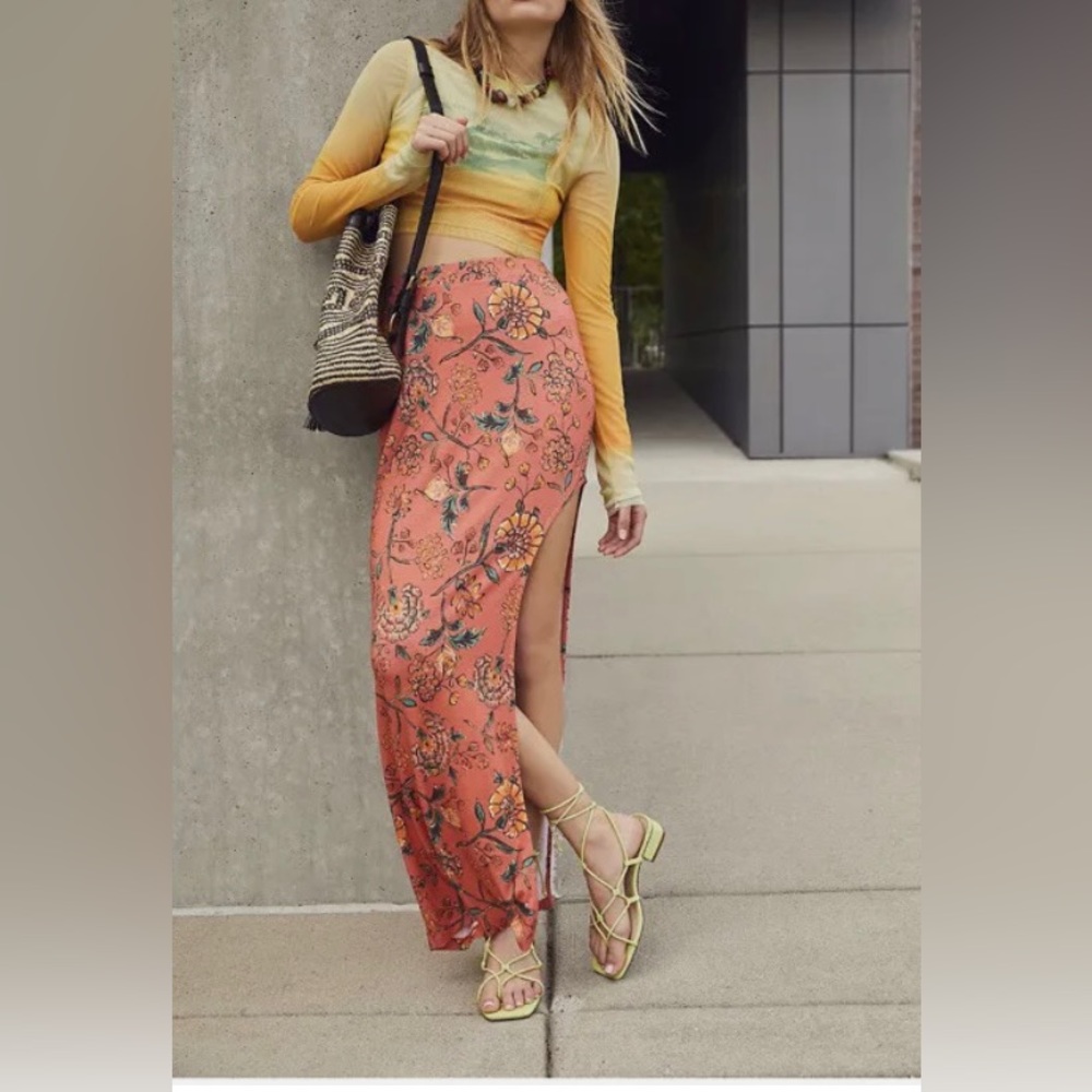 Free People Kellan Mesh Cropped top & High Slit Skirt - Picture 5 of 7
